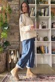  Big Softie Whipstitch Knit Jumper Ecru and Denim